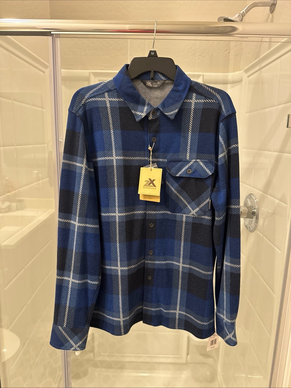 Men's Blue Plaid Long-Sleeve Shirt - zero